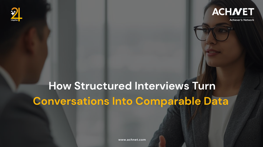 Structured interview data being analyzed by hiring team for candidate comparison