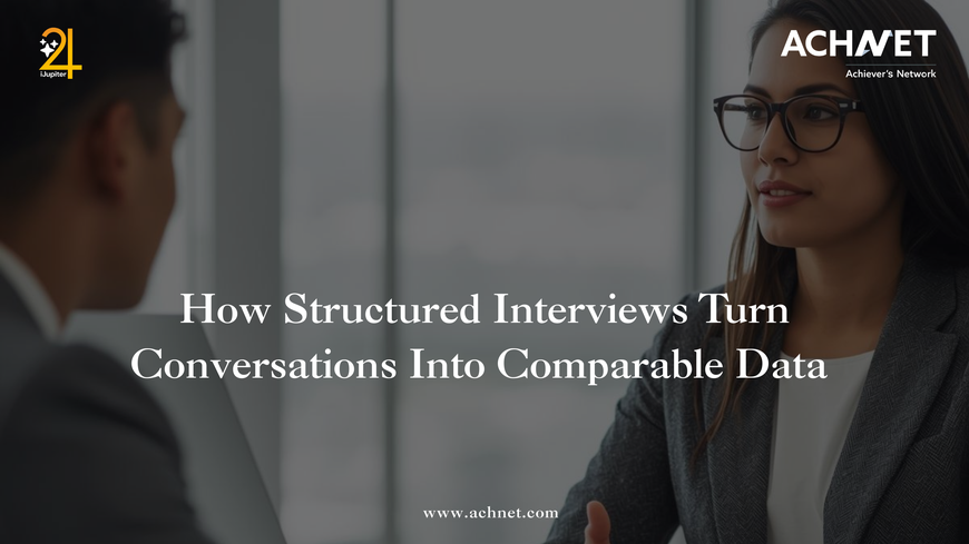 Structured interview data being analyzed by hiring team for candidate comparison
