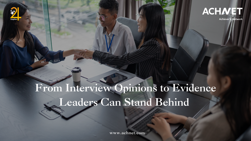 Evidence-based hiring framework transforming interview opinions into structured candidate evaluation data